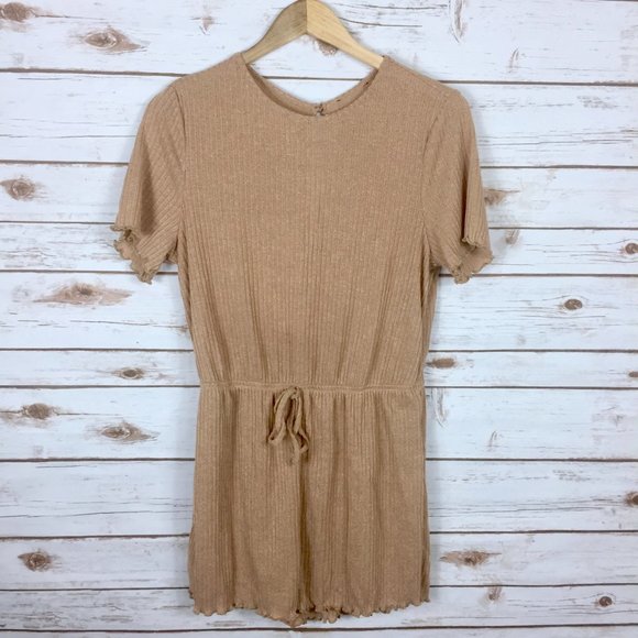 Khaki MakeMeChic High Waist Romper - Picture 2 of 12